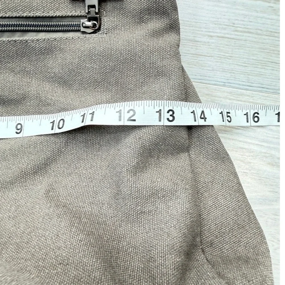 Unbranded Canvas Tote Bag Multi-Pocket Crossbody Large Gray Brown Excellent